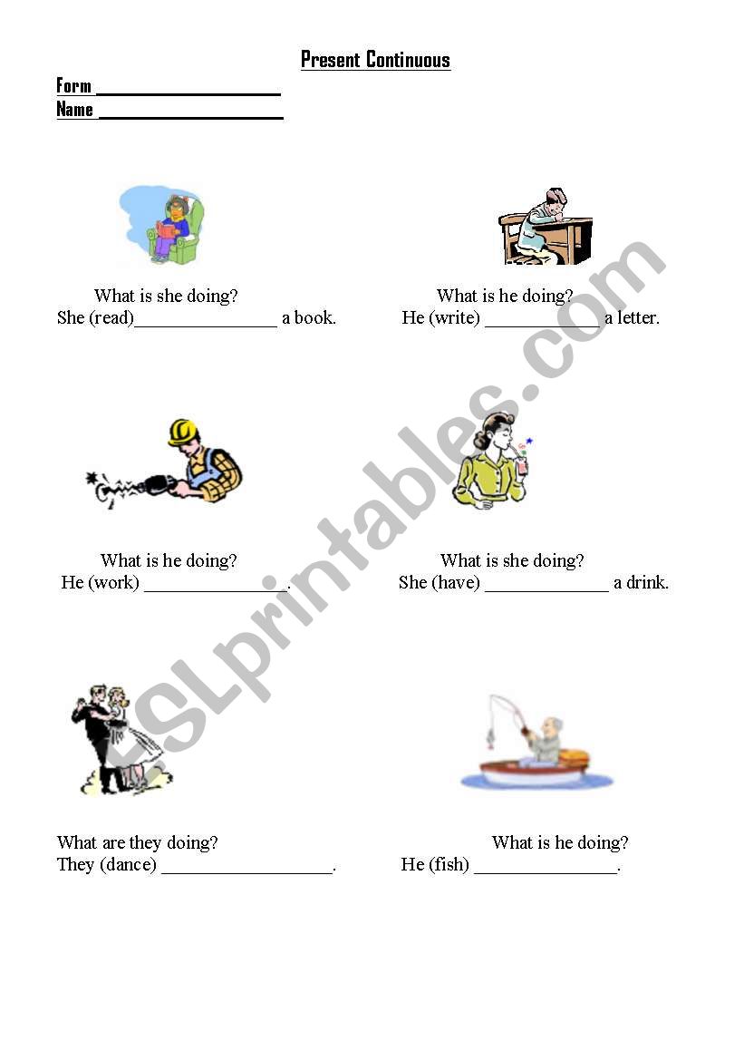 Present Continuous worksheet