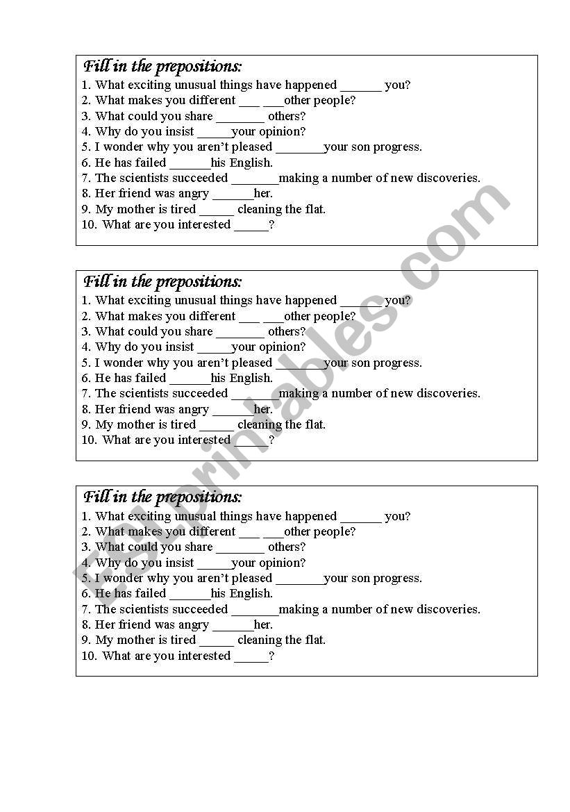 fill in the preposition worksheet