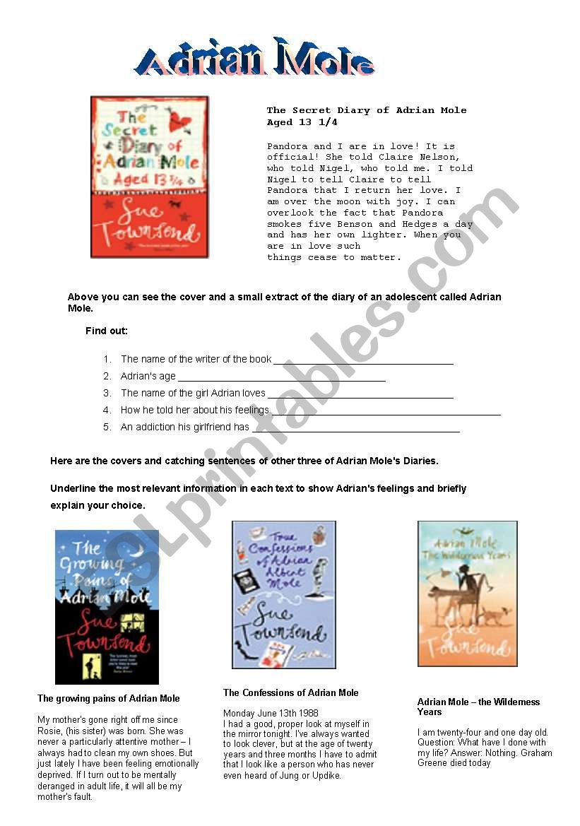 Adrian Mole worksheet