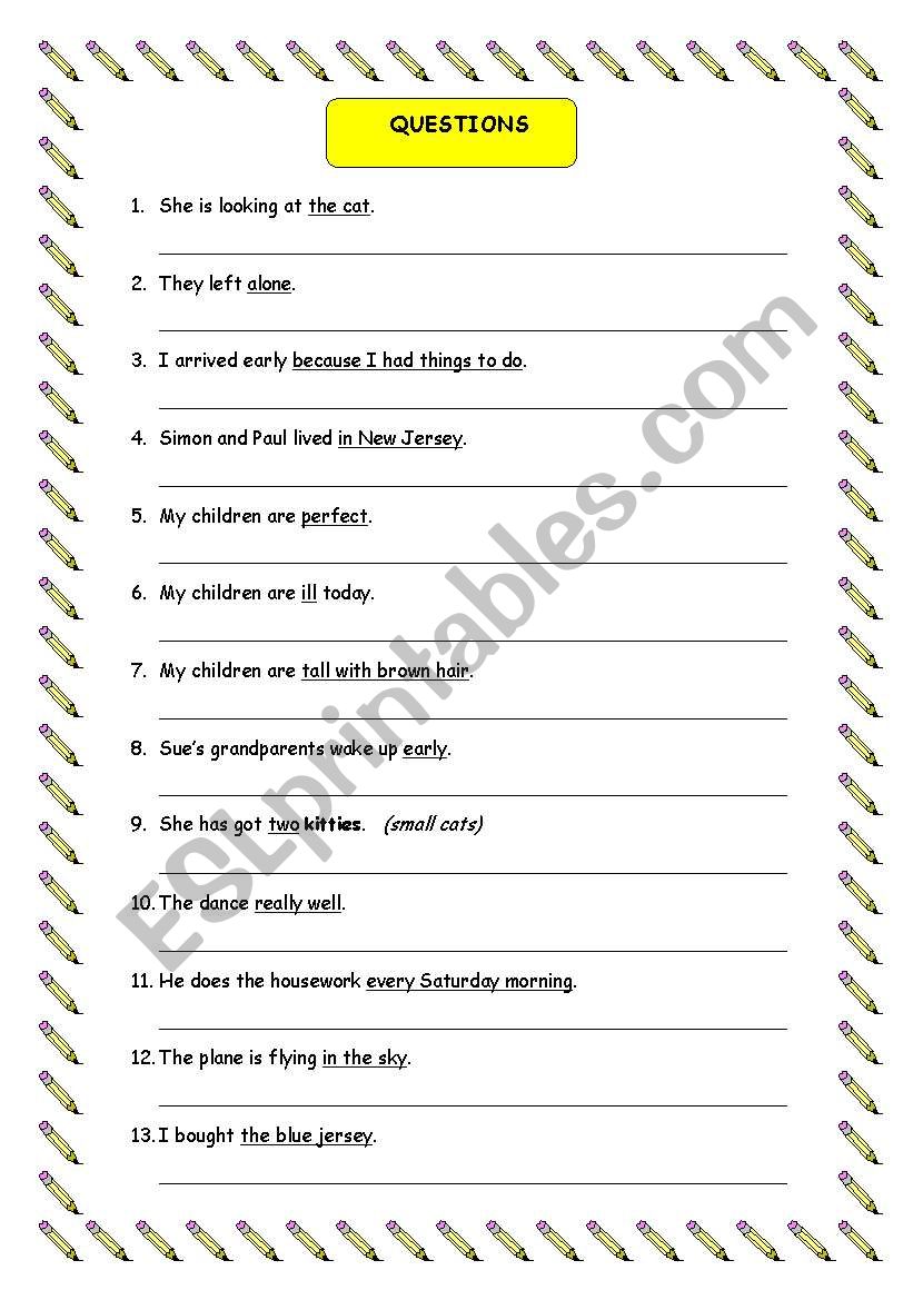 Questions worksheet