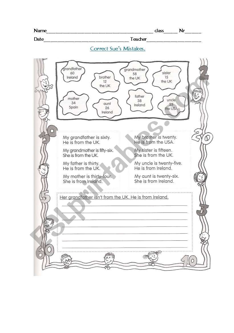 the family worksheet