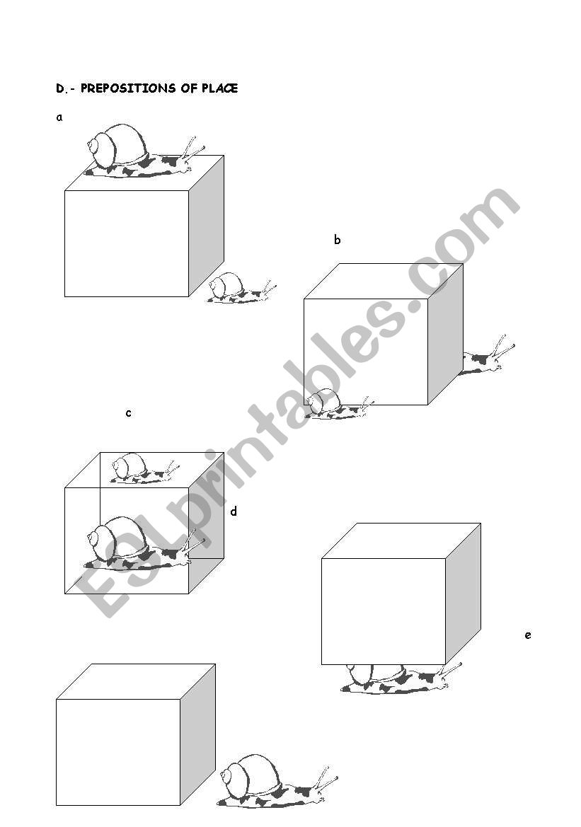 Prepositions of place worksheet