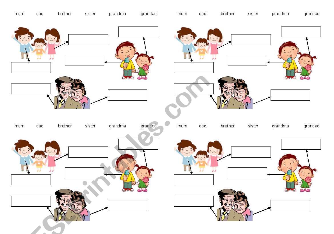 Basic family words worksheet