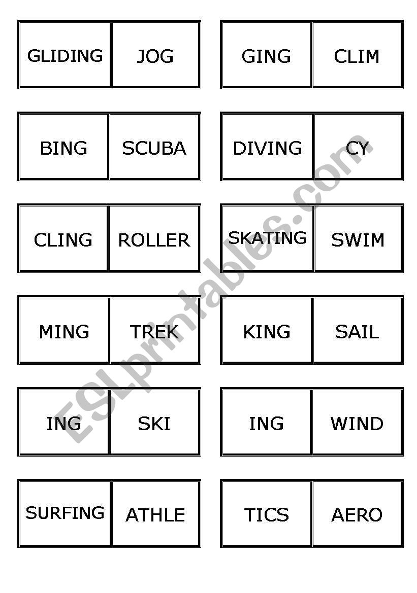 SPORTS DOMINOES worksheet