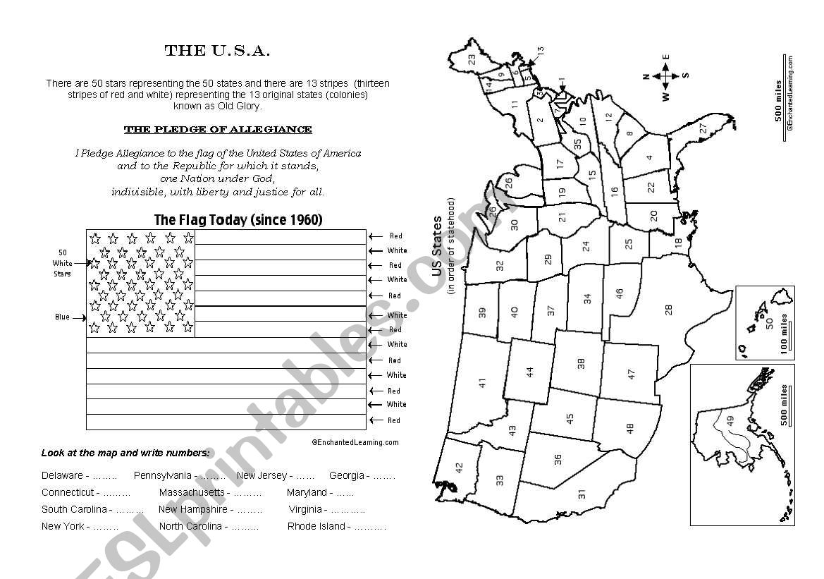 the U.S.A. worksheet