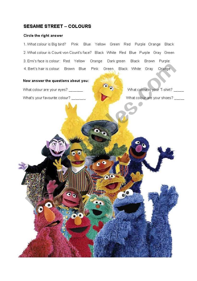 SESAME STREET - COLOURS  worksheet