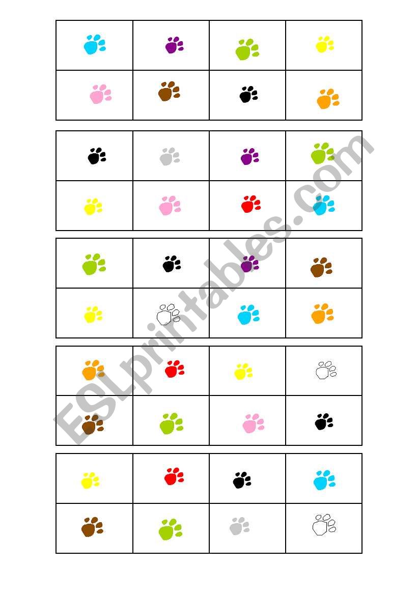 Colours Bingo worksheet