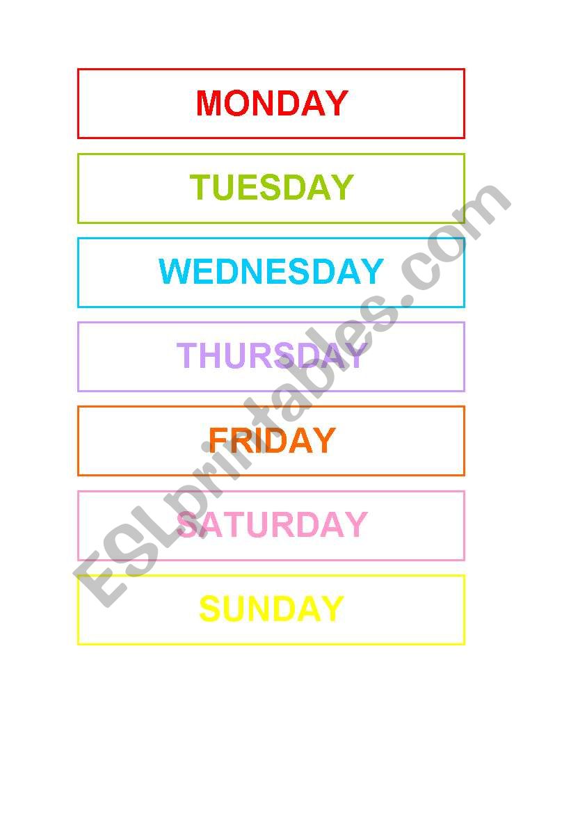 Days of the week worksheet