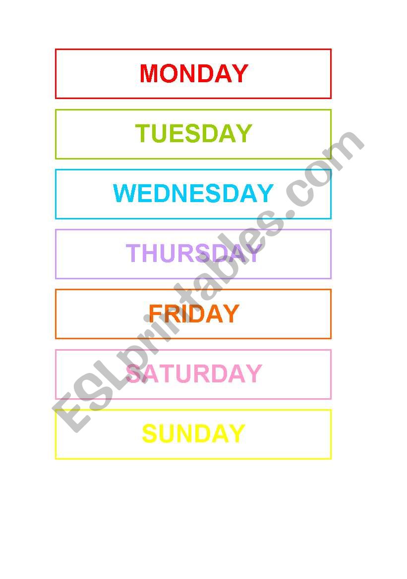 Days of the week worksheet