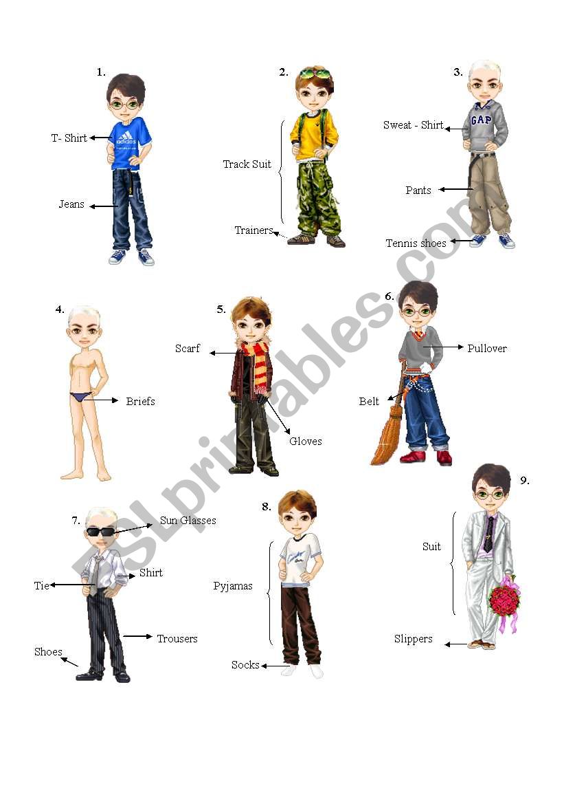 boys clothes worksheet