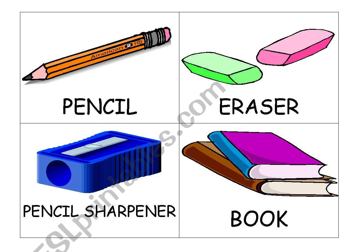 flash cards classroom objects worksheet