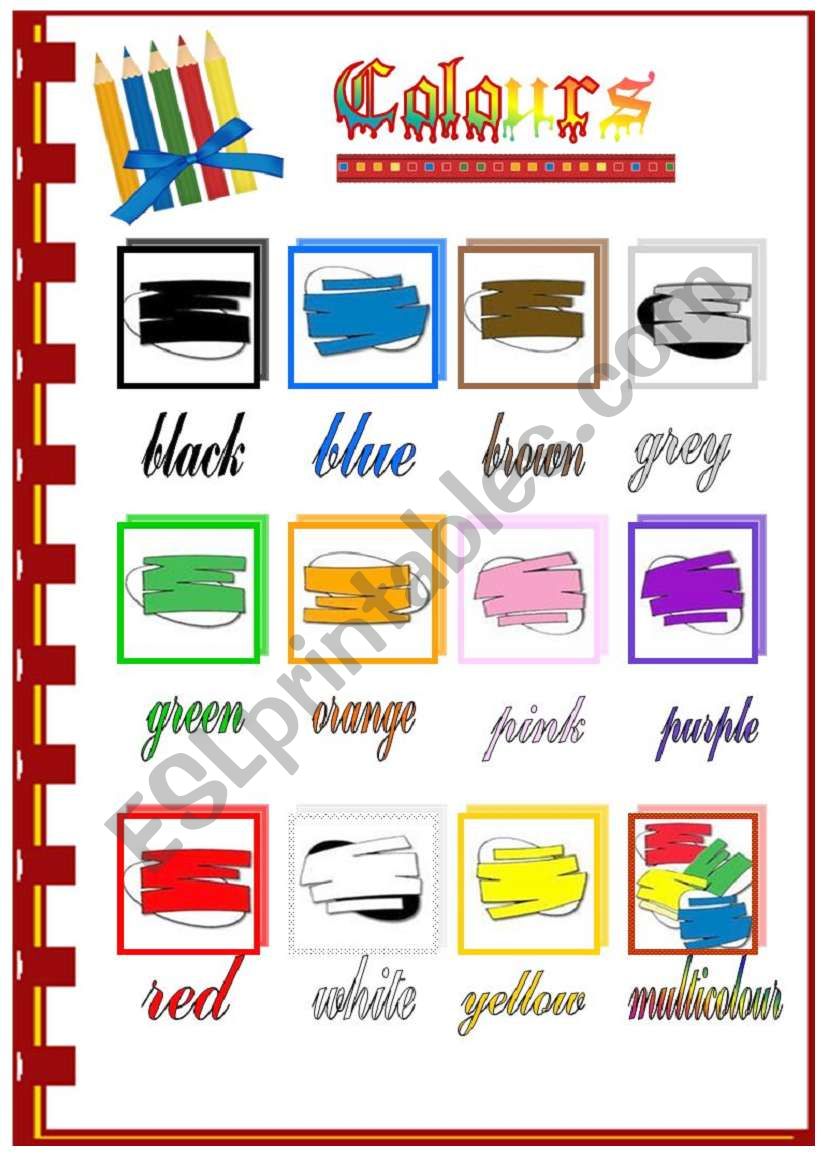 Colours worksheet