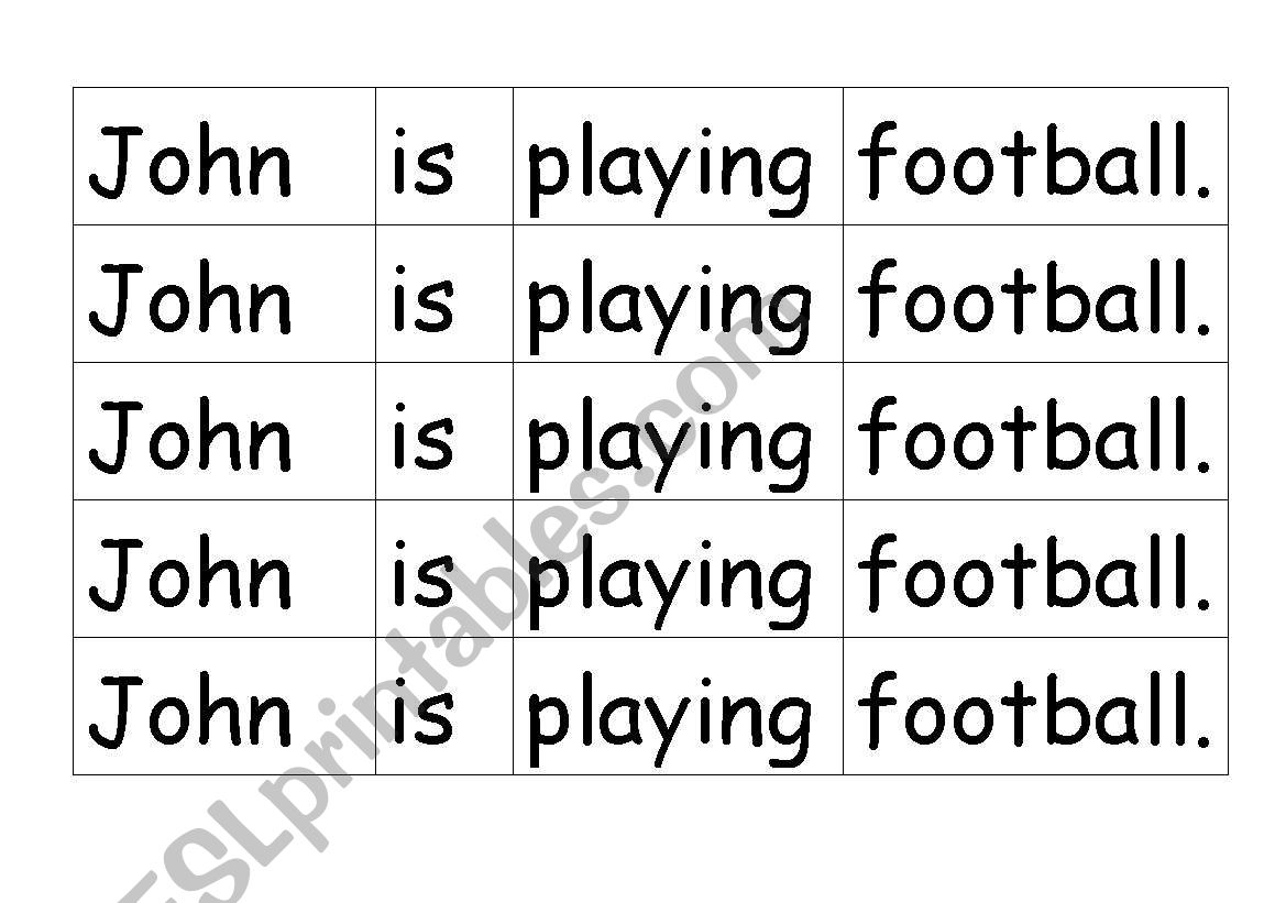 Scrambled Sentences using Present Continuous