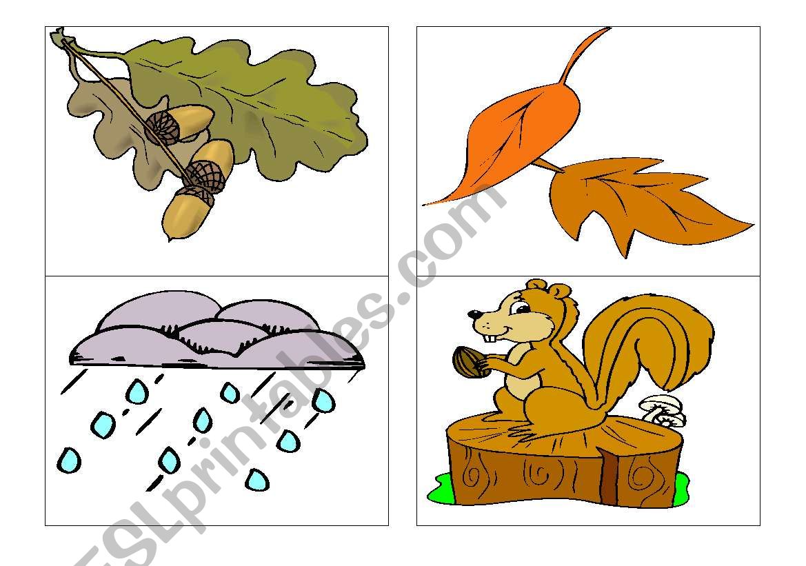 flascards autumn worksheet