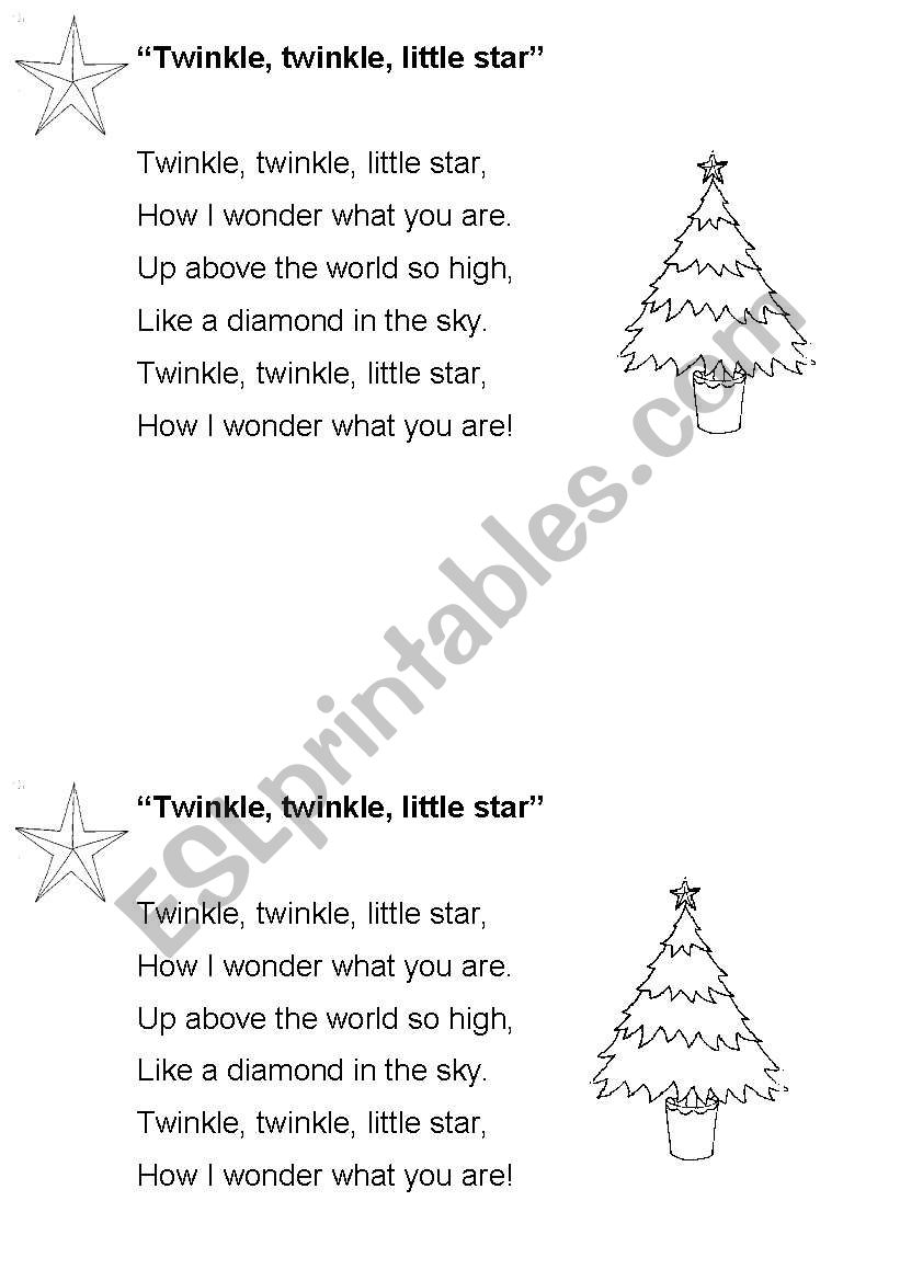 Twinkle Twinkle Little Star Esl Worksheet By Benedita