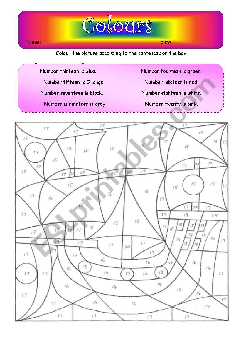 Colours worksheet