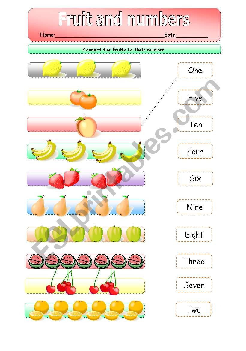 fruit and numbers worksheet