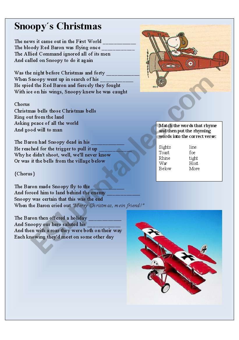 SNOOPYs XMAS worksheet