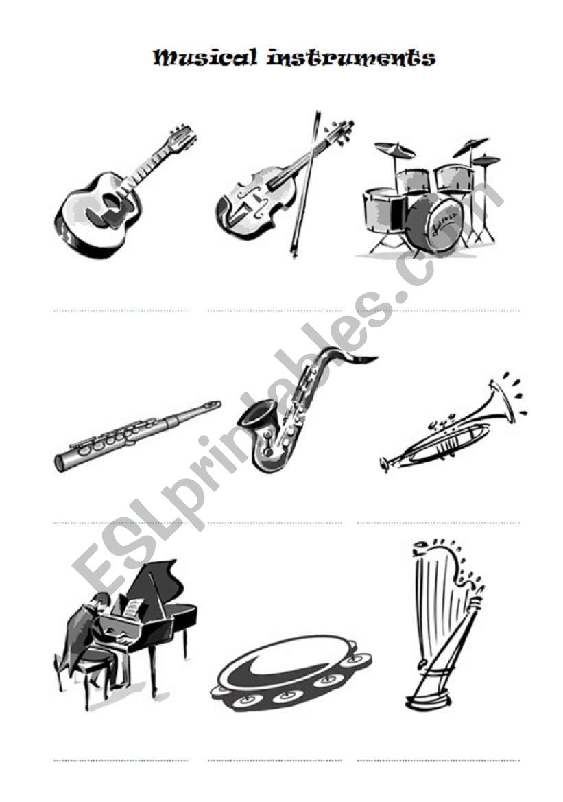 Musical instruments worksheet