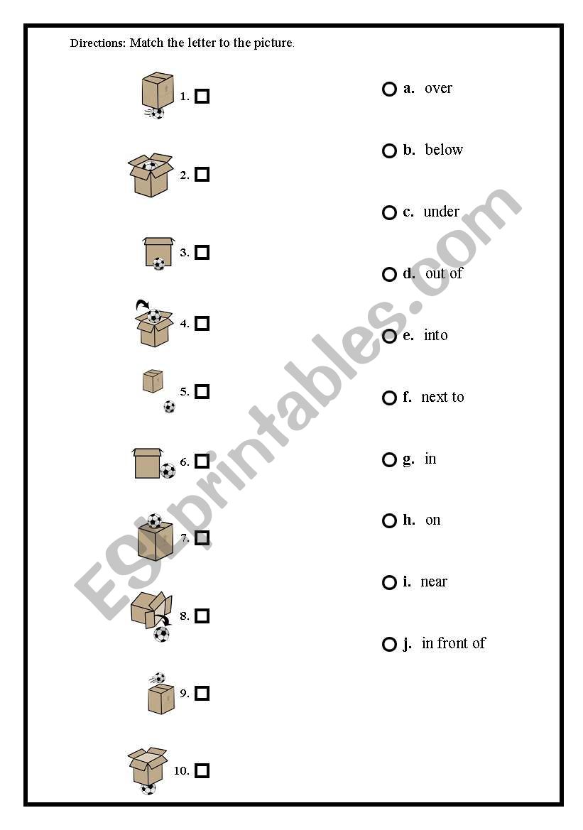 Matching worksheet - Where is the ball?