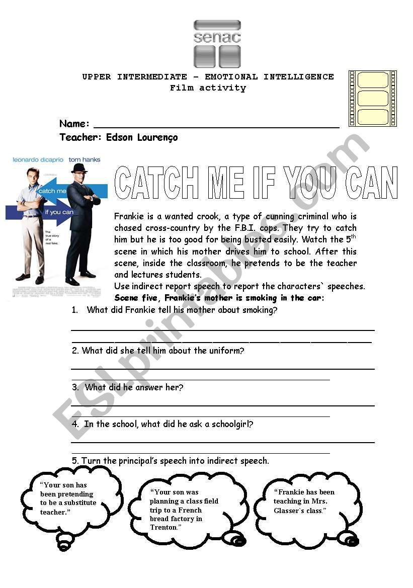 catch me if you can worksheet