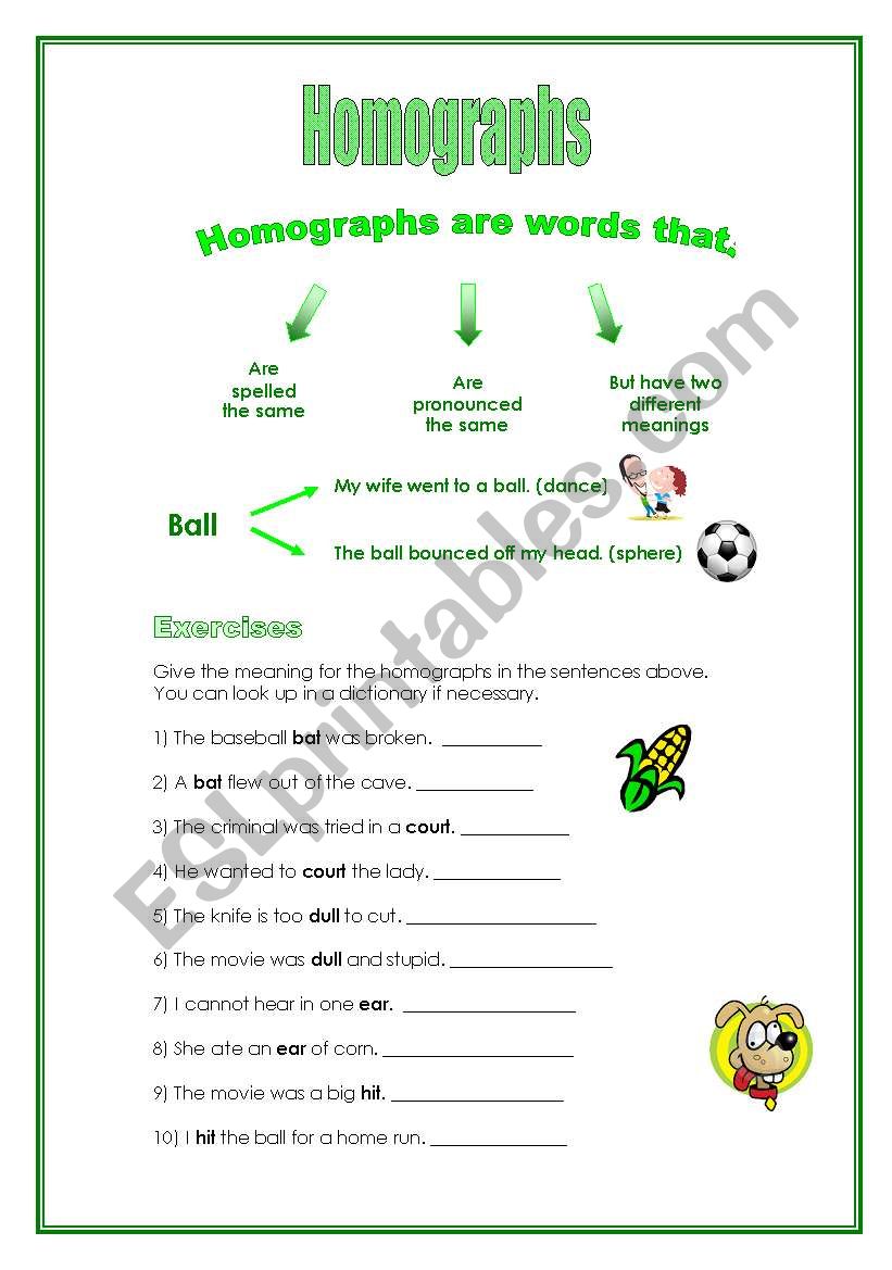 Homographs worksheet
