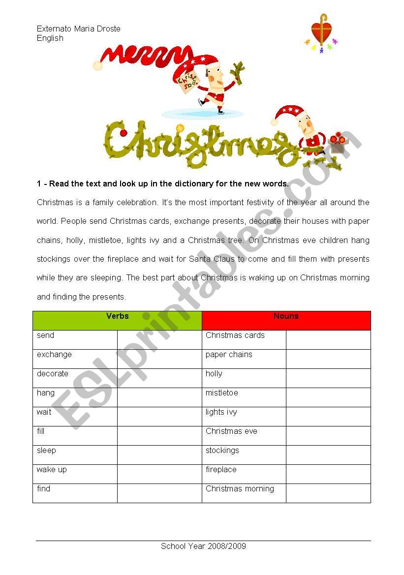 Christmas traditions worksheet