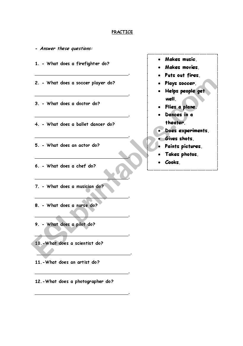 What do they do? worksheet