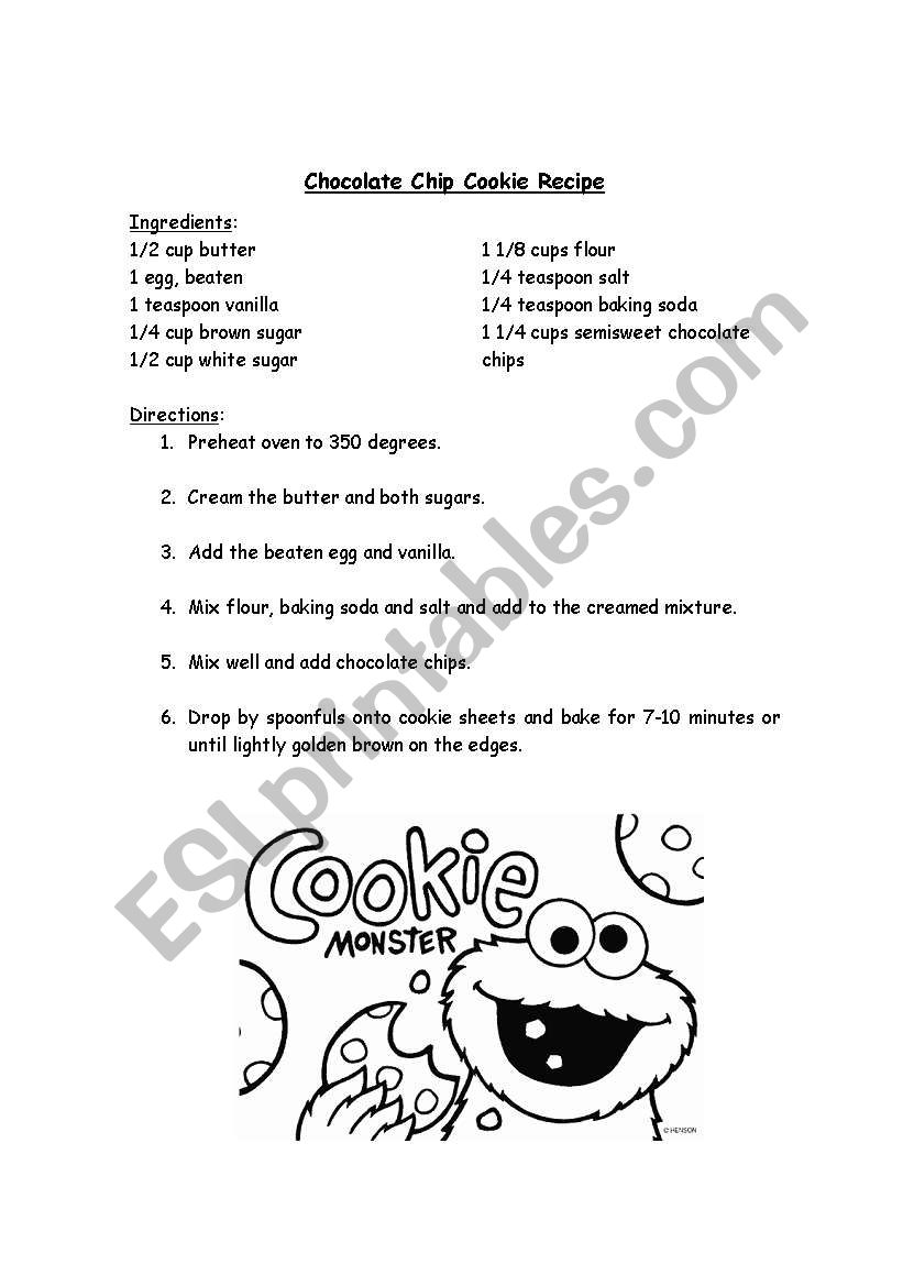 Chocolate Cookie Recipe worksheet