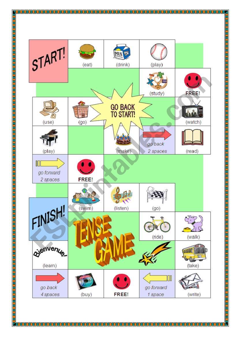 Past Tense Board Game worksheet