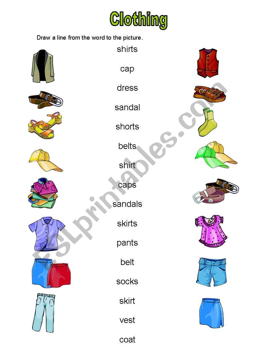 clothes worksheet