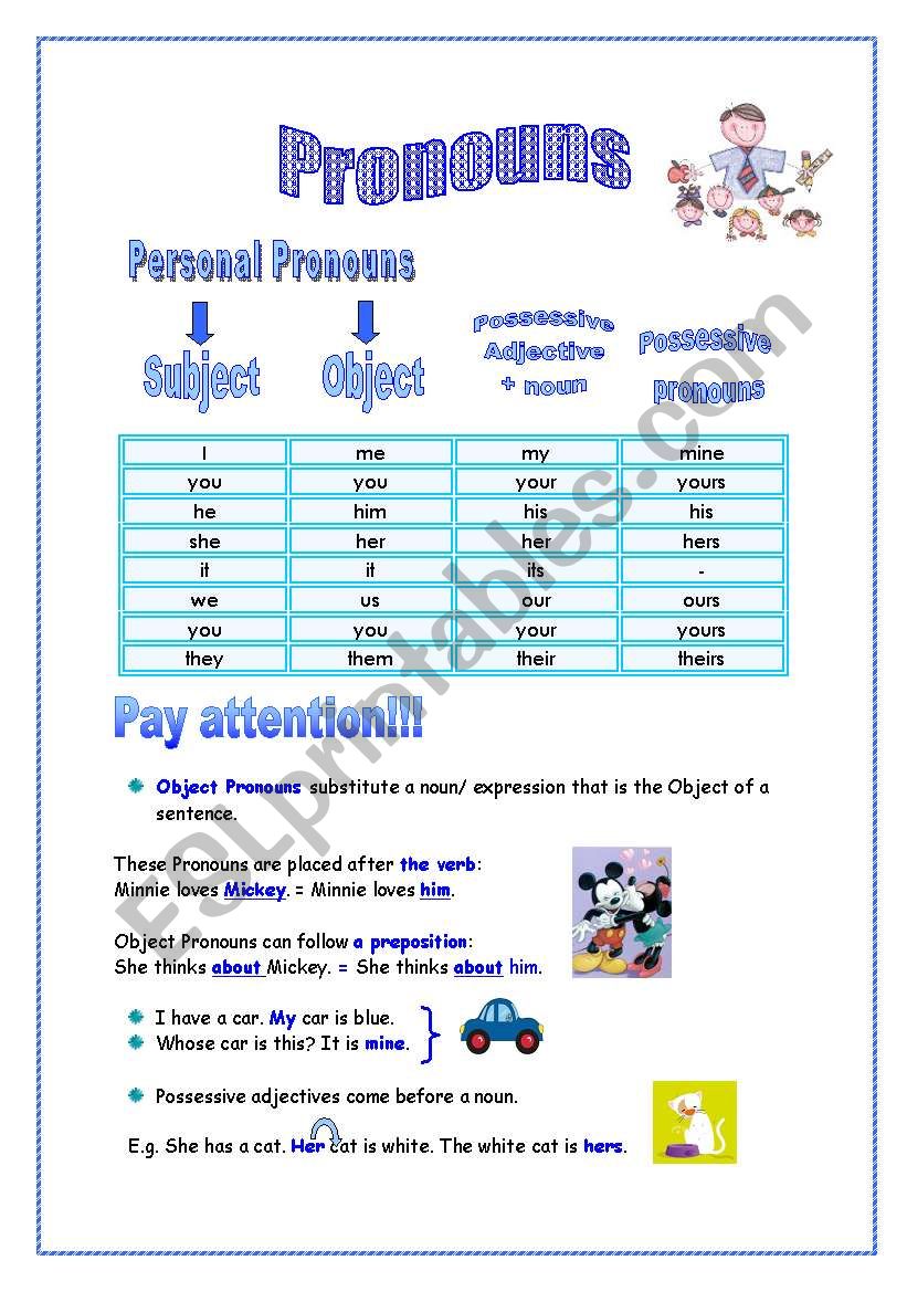 Pronouns worksheet