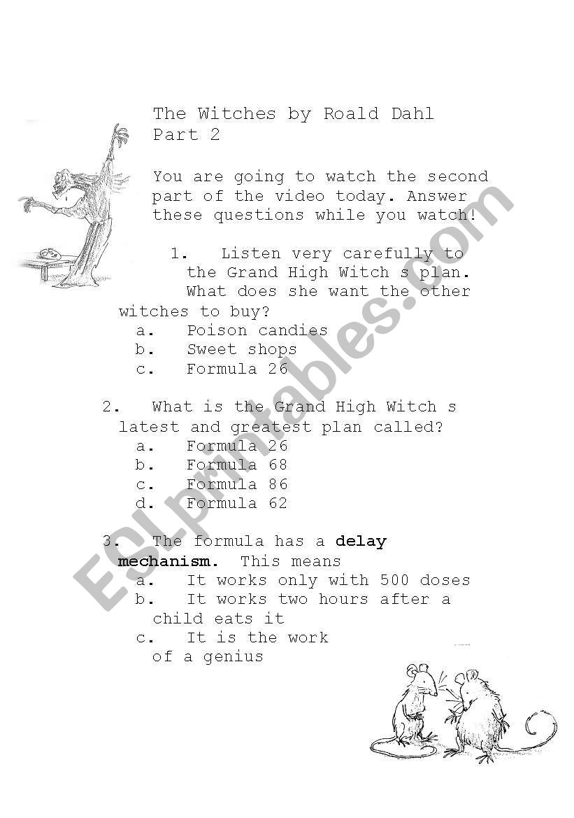 The Witches by Roald Dahl Movie listening questions part 2