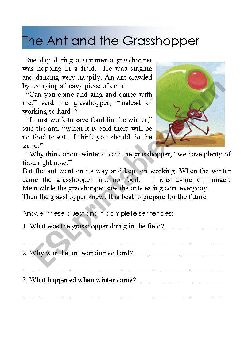 Reading Comprehension worksheet