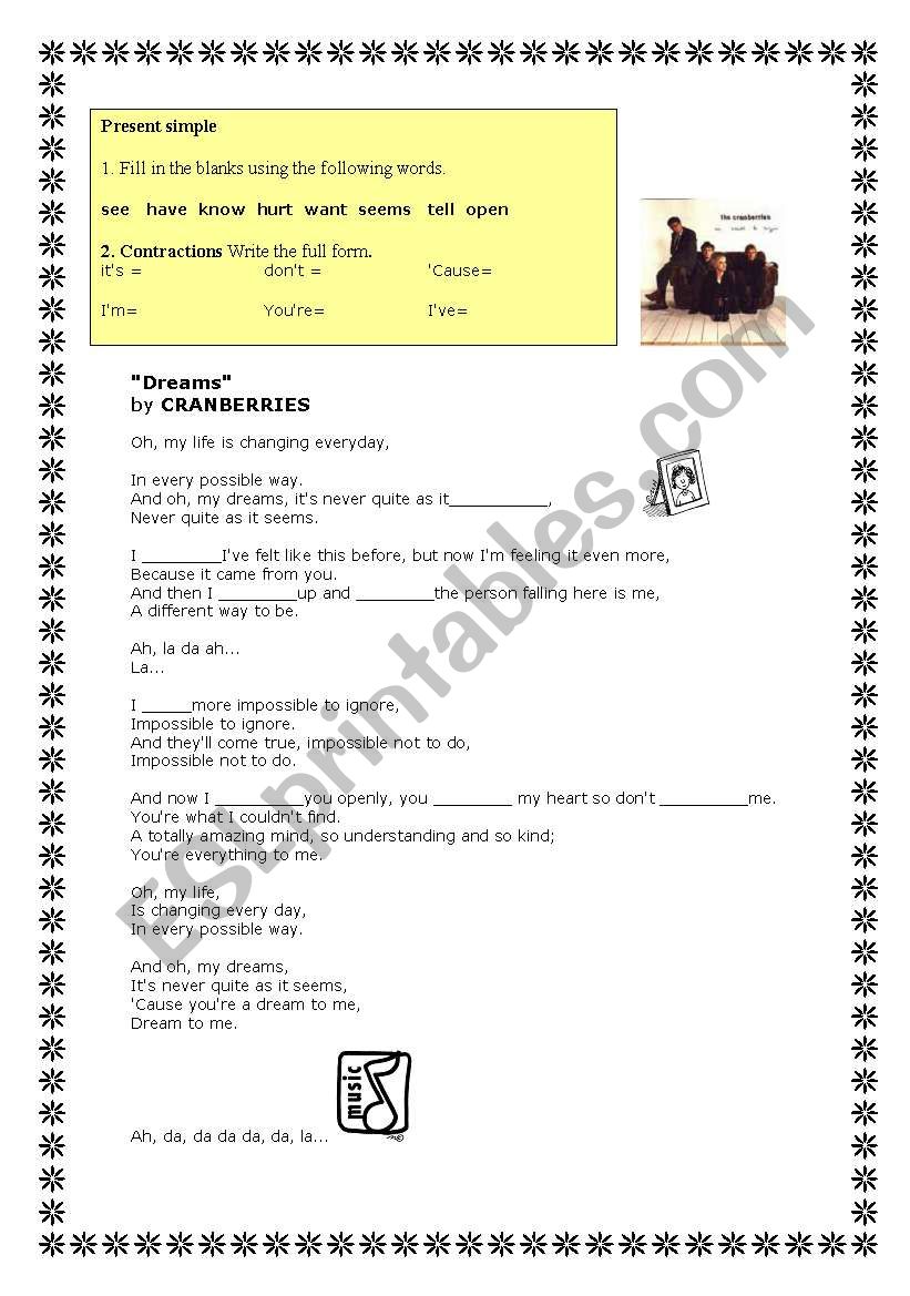 lyrics worksheet