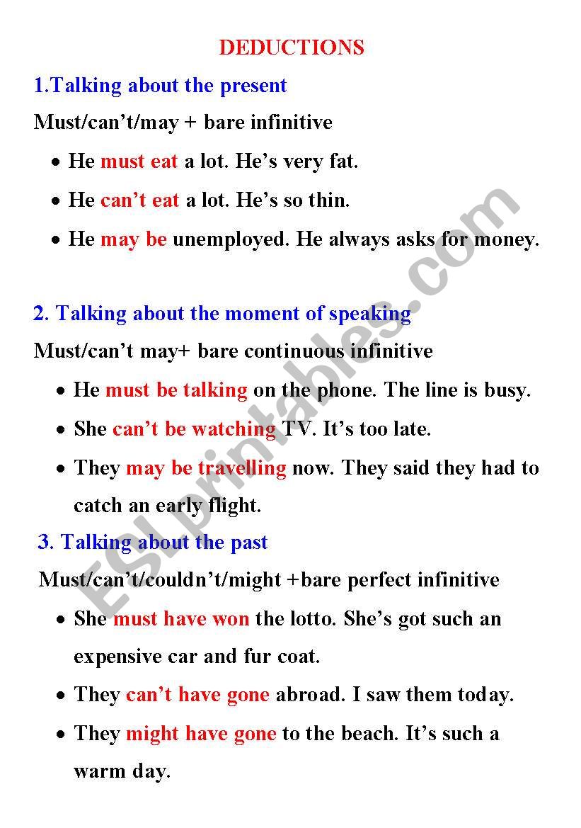 deductions 2 worksheet