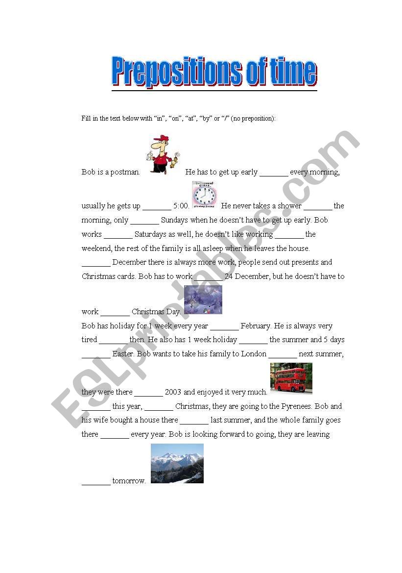 Prepositions of time worksheet