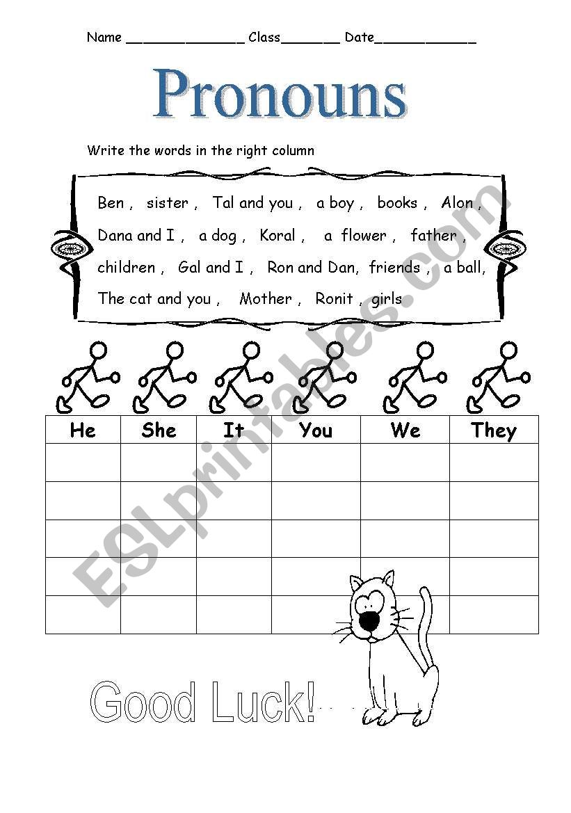 pronouns worksheet