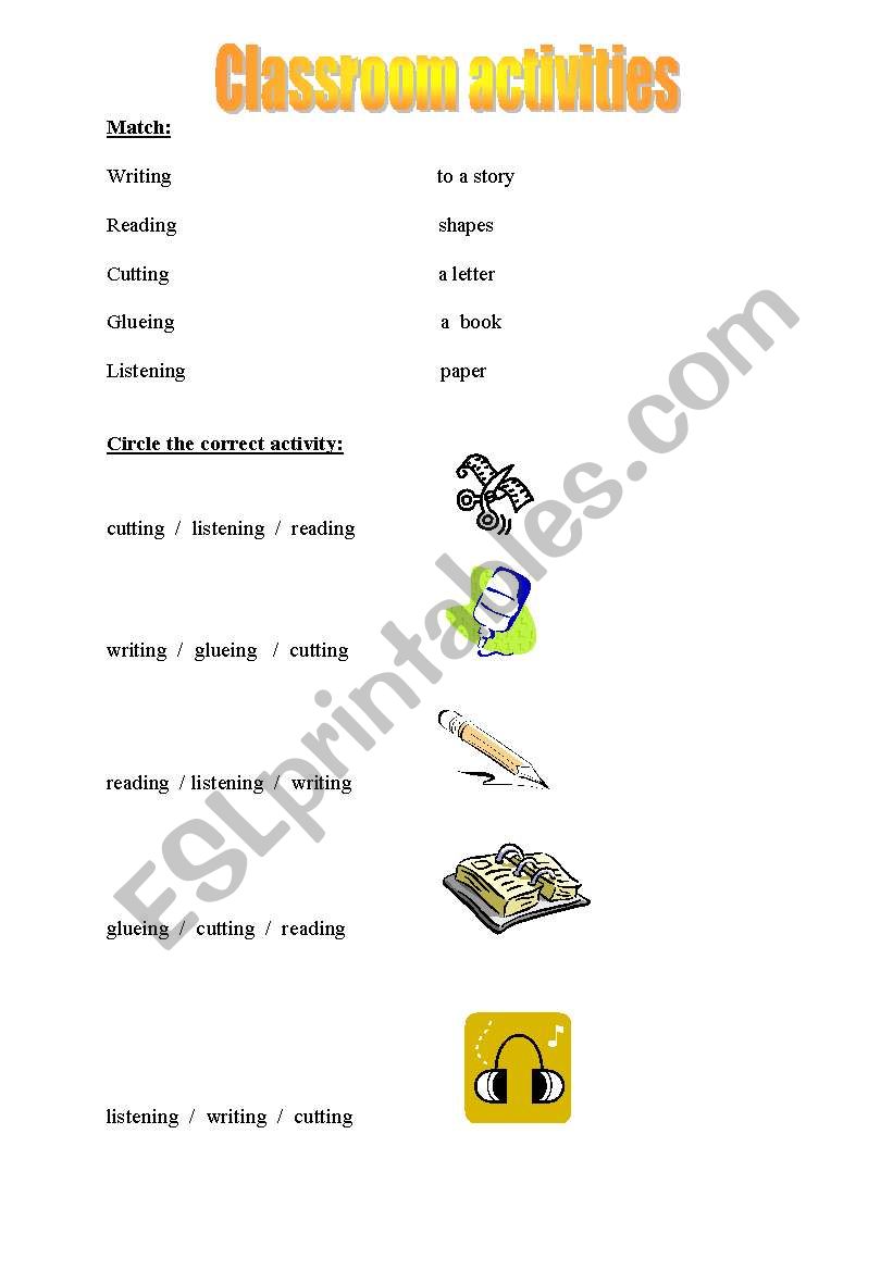 classroom activities worksheet