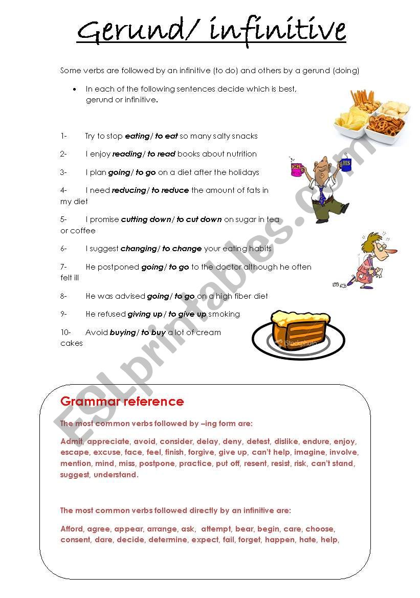 gerund and infinitive worksheet