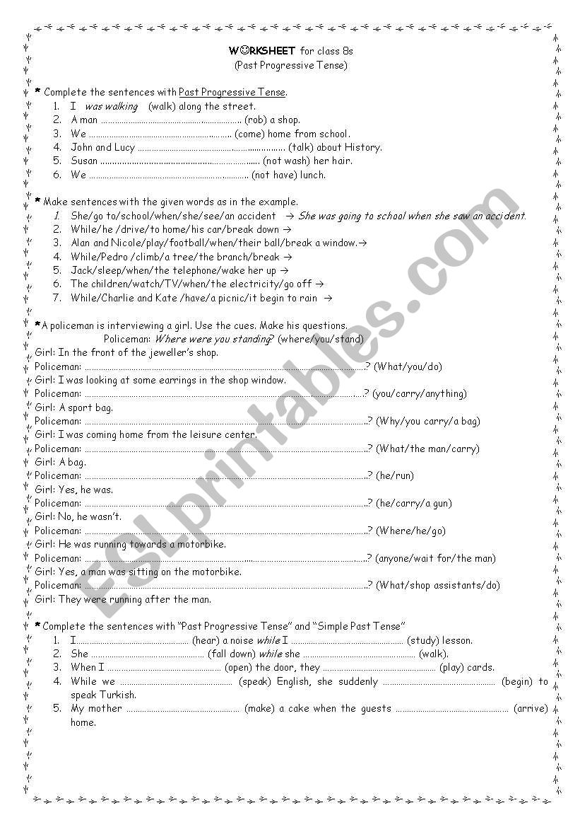 Past Continuous & Past Simple worksheet