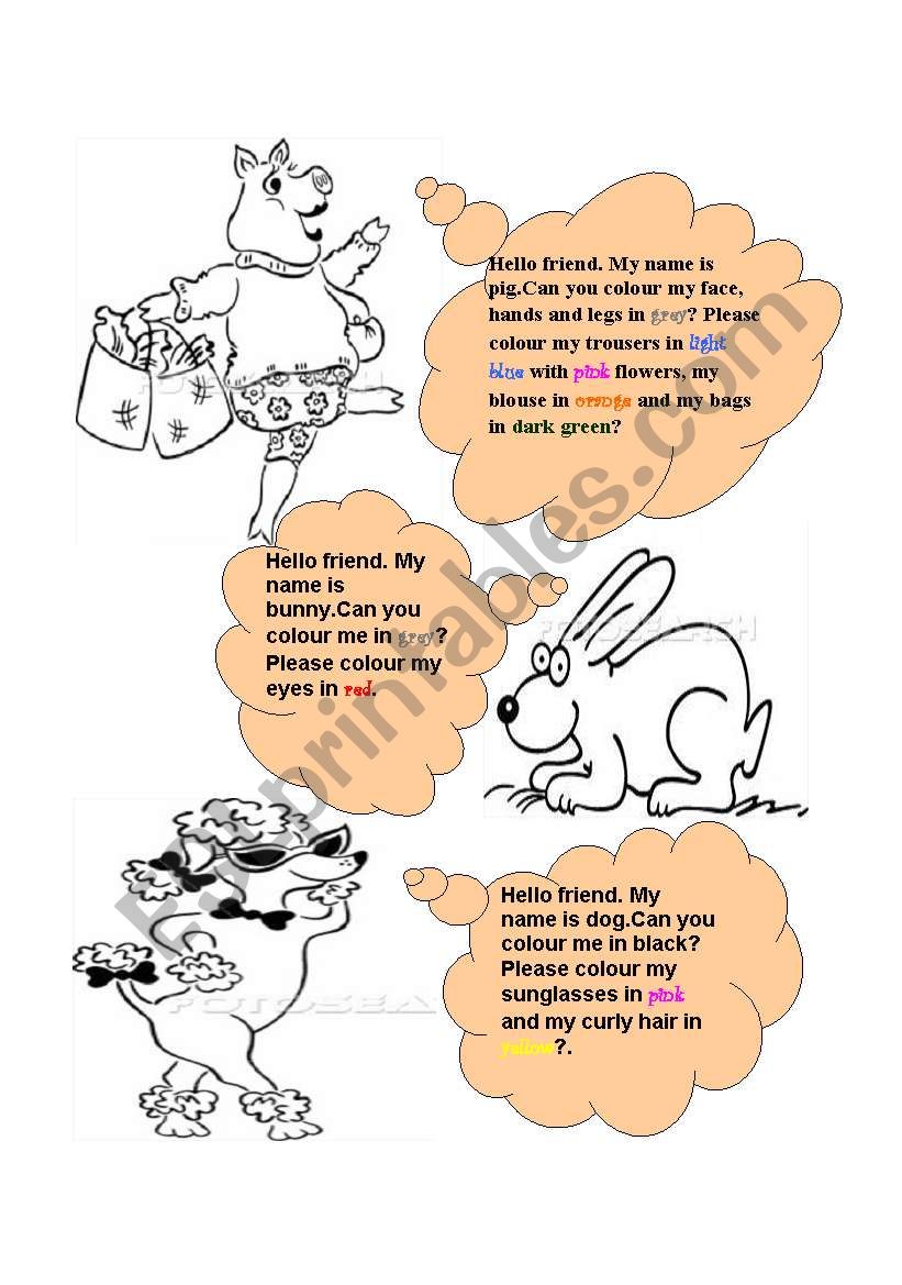 colour the animals 2 worksheet