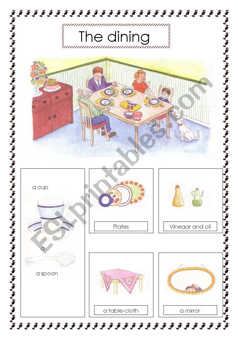 the dining room voc (2sheets) worksheet