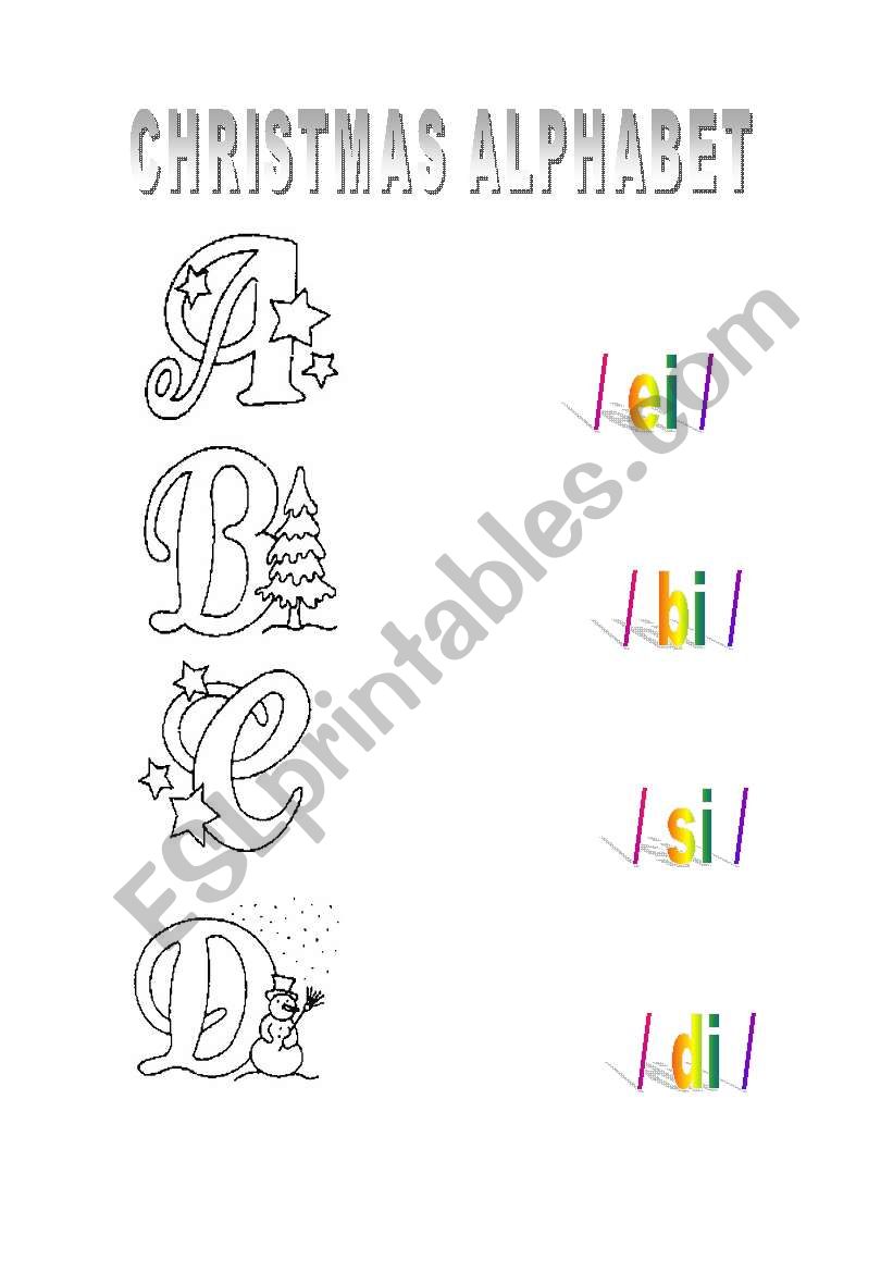 christmas alphabet  worksheet