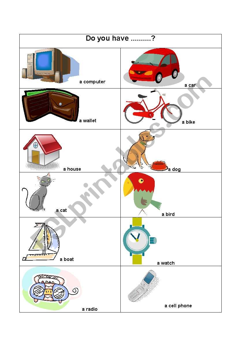 Do you have...? worksheet