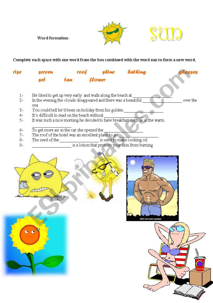 word formation : SUN worksheet