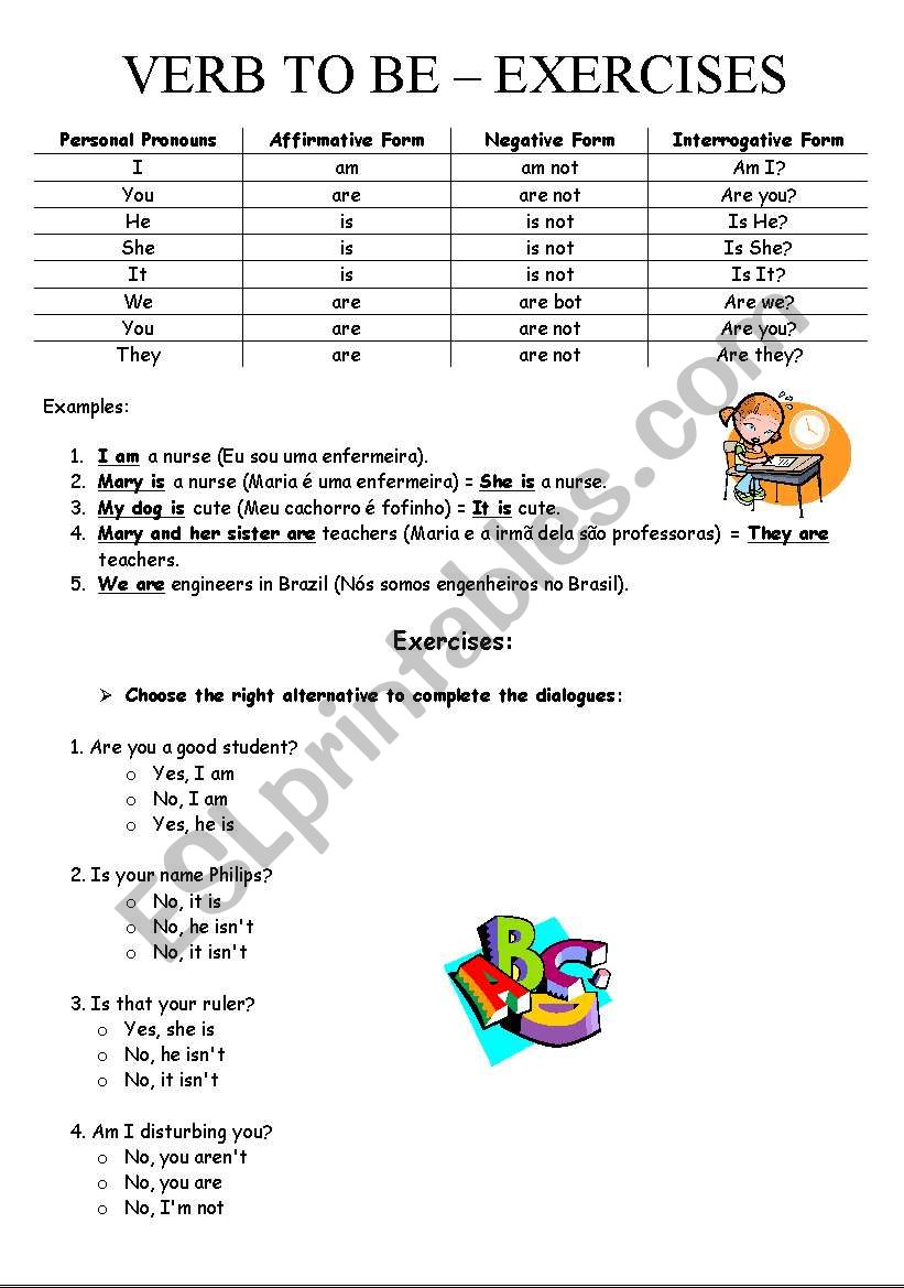 Verb TO BE worksheet