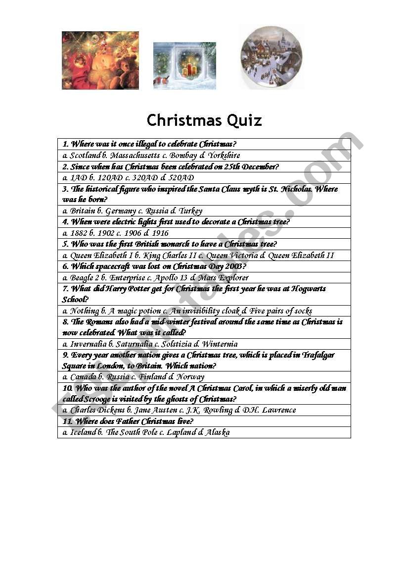 Christmas Quiz worksheet