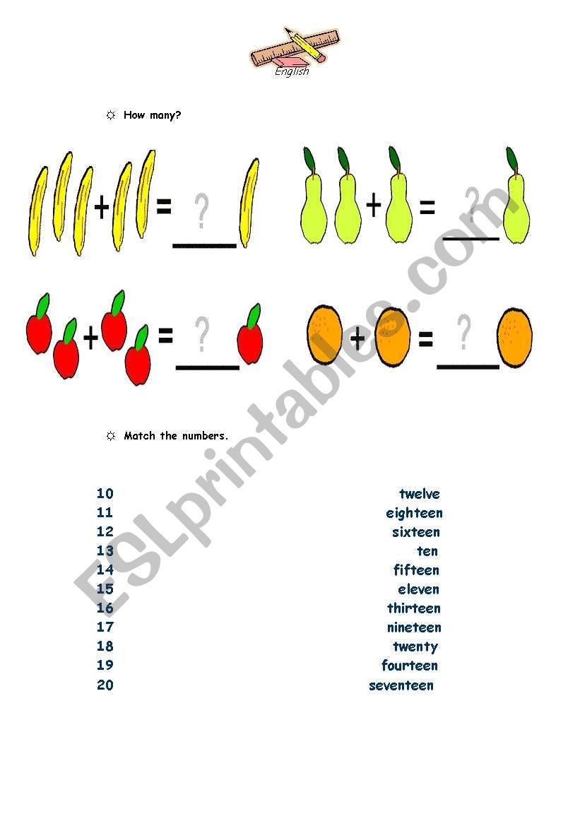 Numbers worksheet