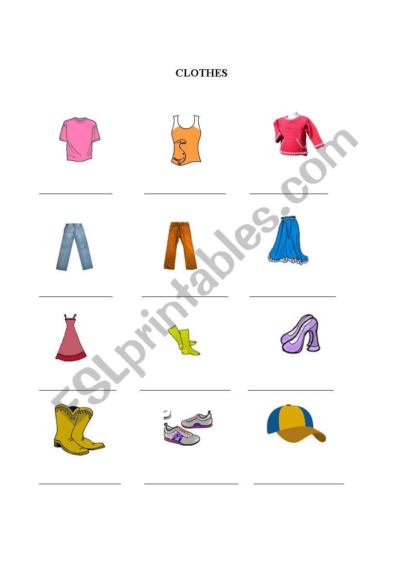 Clothes worksheet